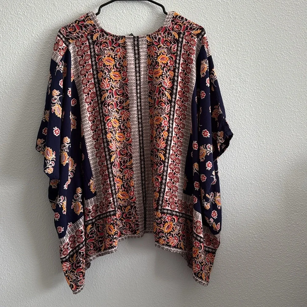 Angie Multicolor Boho Flowy Floral Print Kimono Size Medium - Picture 4 of 6